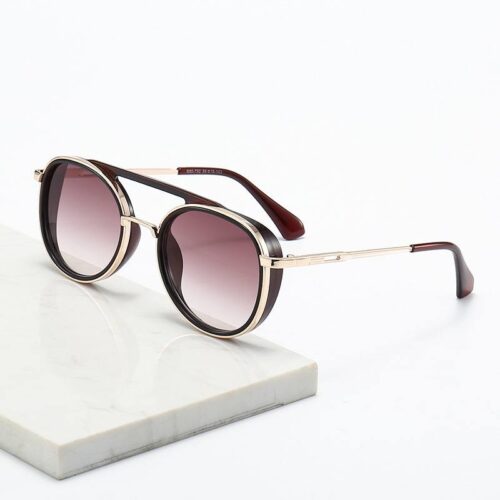 Окуляри унісекс сонцезахисні "Авіатори Стімпанк" заокруглені (10108)