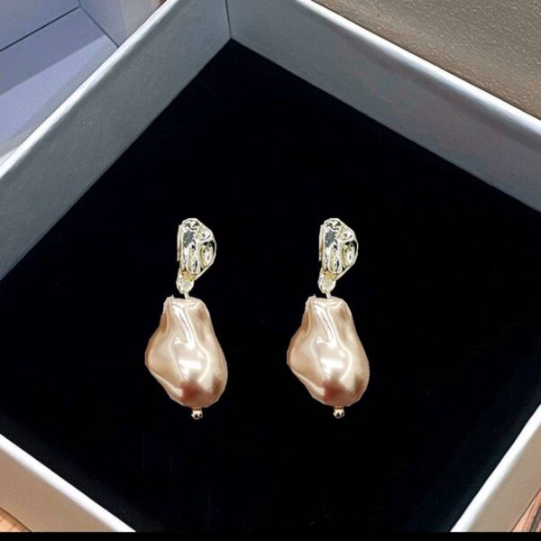 Сережки "Перли барокові" капучіно (10243)