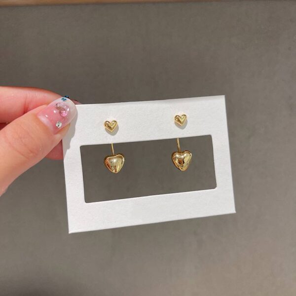 Сережки-джекети "Серця" металеві золоті (10246)