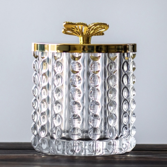 Шкатулка скляна "Морфо/ золотий метелик" 12 см