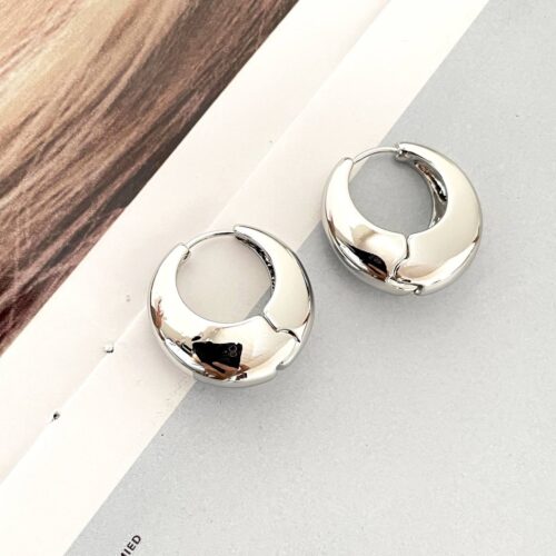 Сережки геометричні кільця дуті срібні (10675)