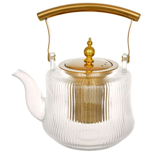 Чайник для заварювання "Clear" з ситечком та золотою ручкою 1000 мл
