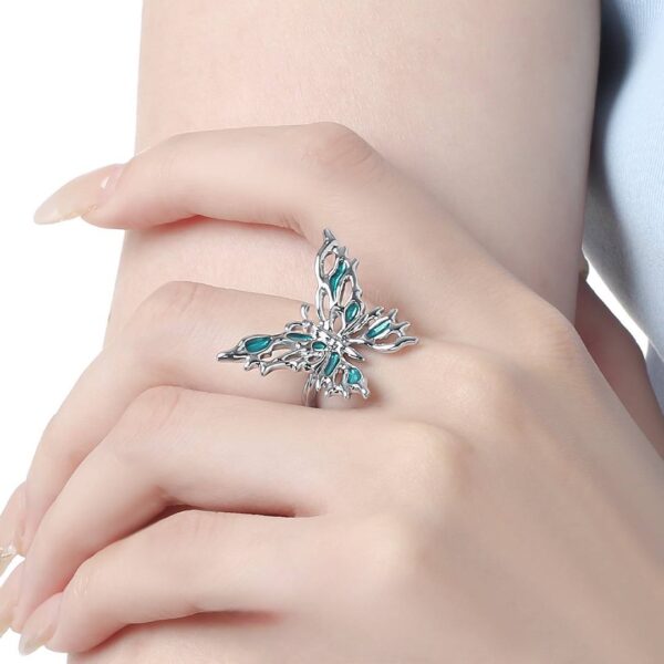 Каблучка "Метелик" блакитна зі срібним (10556)