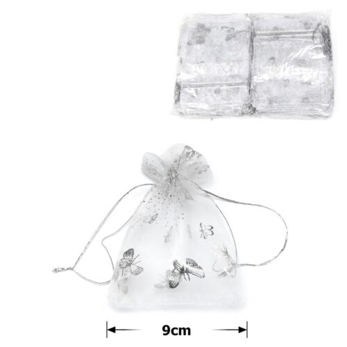 Мішечок подарунковий з органзи срібний (9*12)