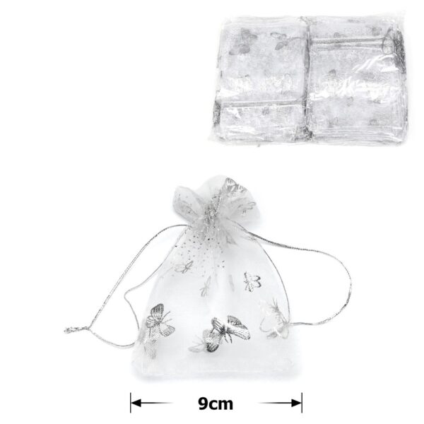Мішечок подарунковий з органзи срібний (9*12)