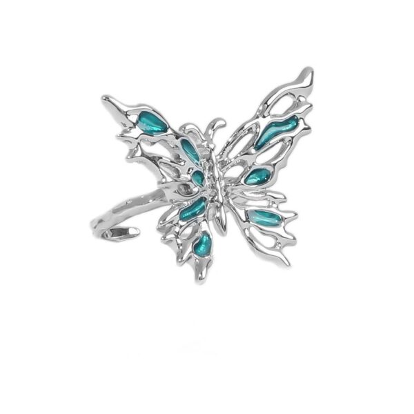 Каблучка "Метелик" блакитна зі срібним (10556)