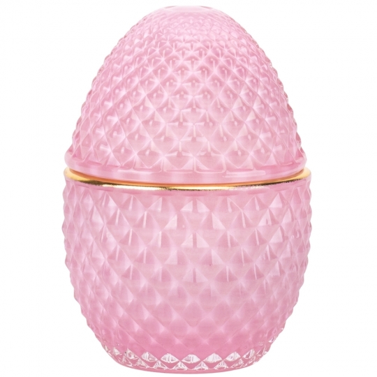 Шкатулка скляна "Фаберже" рожева" 12 см