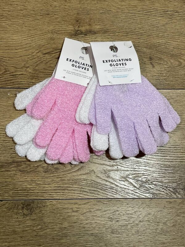 Рукавиці скрабуючі Primark (1 пара) рожеві/білі/ фіолетові