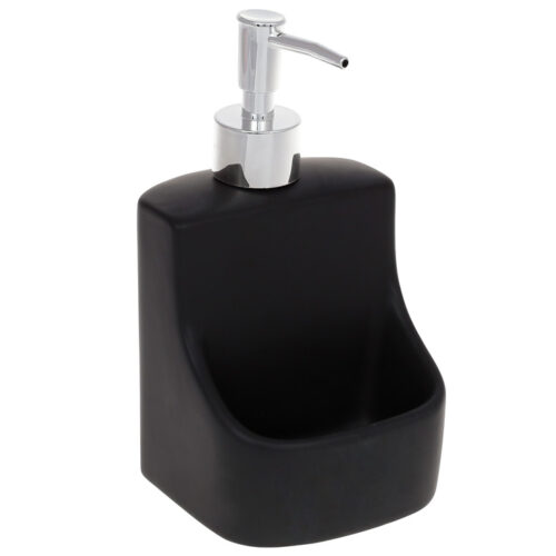 Дозатор для рідкого мила керамічний "М'який квадрат" з відділенням чорний