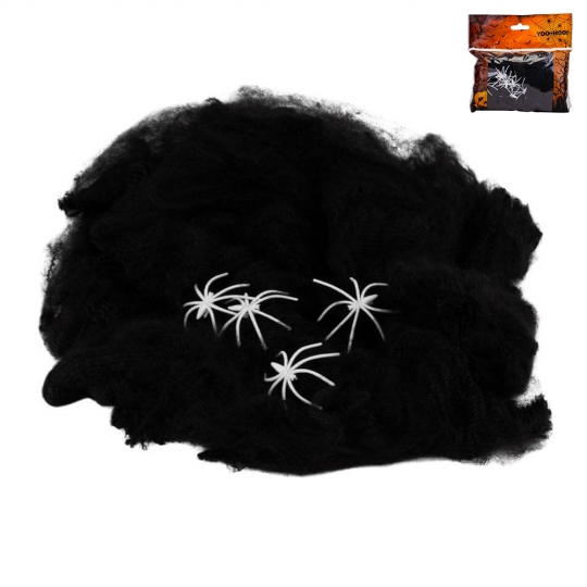 Декор на Хелловін "Павутиння" M з павуками чорний