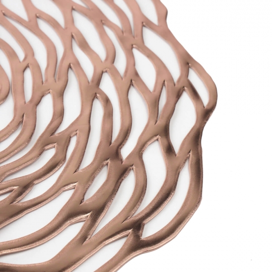 Килимок під тарілку "Шафран" круглий 39 см, рожеве золото, 1шт