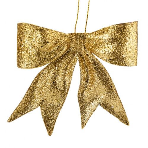 Бант декоративний 11 см блискучий золотий