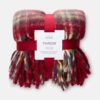Плед THROW Primark з шотландським мотивом та китицями ворсистий 120*150 червоний