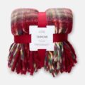 Плед THROW Primark з шотландським мотивом та китицями ворсистий 120*150 червоний