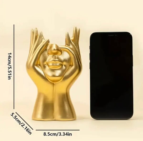 Статуетка-вазон-ваза-органайзер "Обличчя" золотий