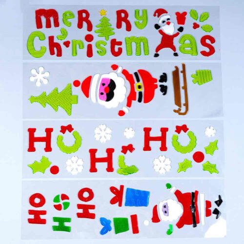 Стікери/ Наліпки Новорічні "Merry Cristmas/Ho-Ho" силіконові 135*50 см мікс дизайнів