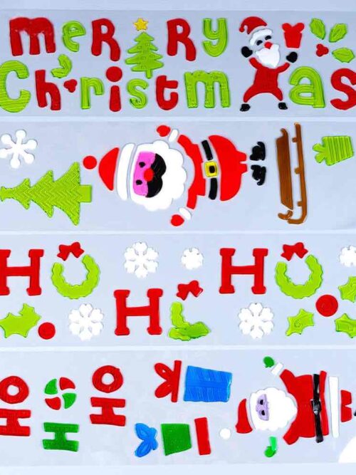 1d760e41-1986-4116-93c9-817f39c52c9e.jpg Стікери/ Наліпки Новорічні "Merry Cristmas/Ho-Ho" силіконові 135*50 см мікс дизайнів