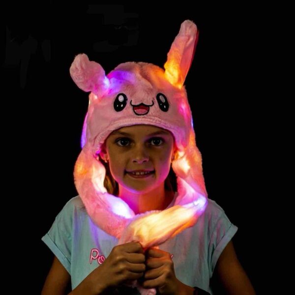 Шапка з рухливими вушками «Зайчик» та підсвіткою рожевий