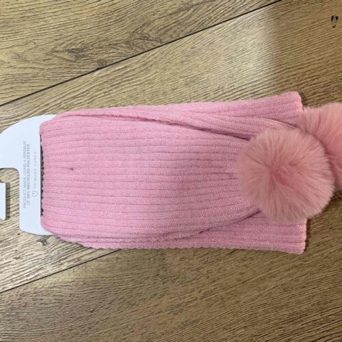 Шарф дитячий Primark в рубчик з помпонами рожевий/люрекс