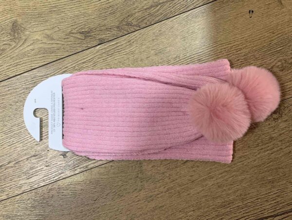 Шарф дитячий Primark в рубчик з помпонами рожевий/люрекс