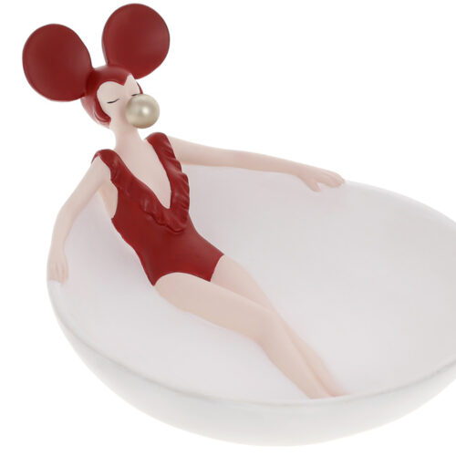 20d8e9a9-b3c2-4f16-936d-3eb3e309a5e6.jpg Тарілочка для прикрас "Дівчинка-Мінні" 28 см (полістоун) білий з червоним