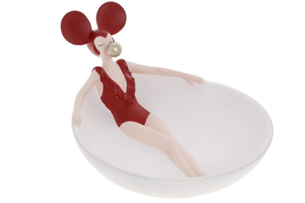 Тарілочка для прикрас "Дівчинка-Мінні" 28 см (полістоун) білий з червоним