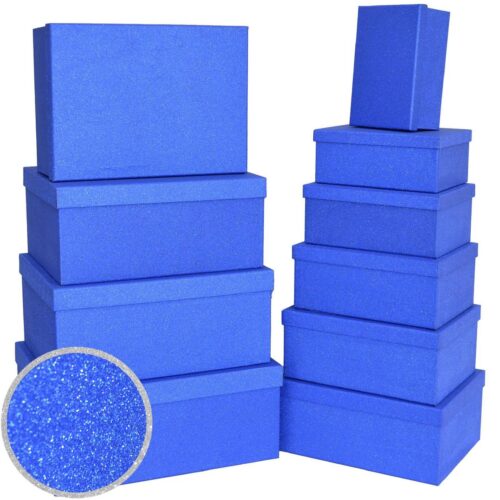 Коробка подарункова прямокутна синя глітер №3 (23*16,5*9,5 cм)