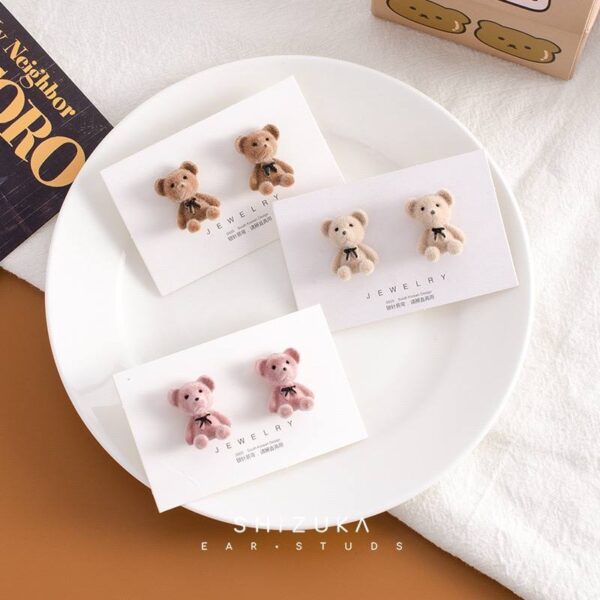 Сережки з флоковим напиленням "Ведмедики" мікс кольорів (10237)