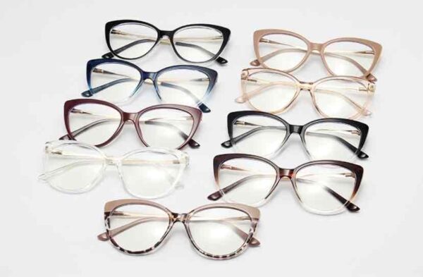 Окуляри антиблікові жіночі прозорі великі кошачі (6344)