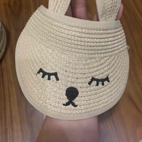 Сонцезахисний козирок дитячий "Котик" солом'яний беж