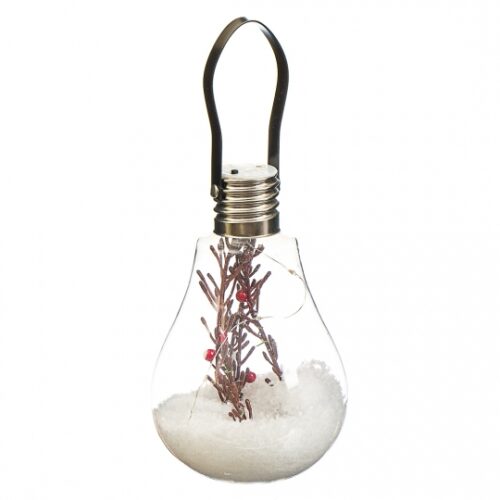 Новорічний декор "Ліхтарик з ялинкою" з підсвіткою 12*21см (скло)