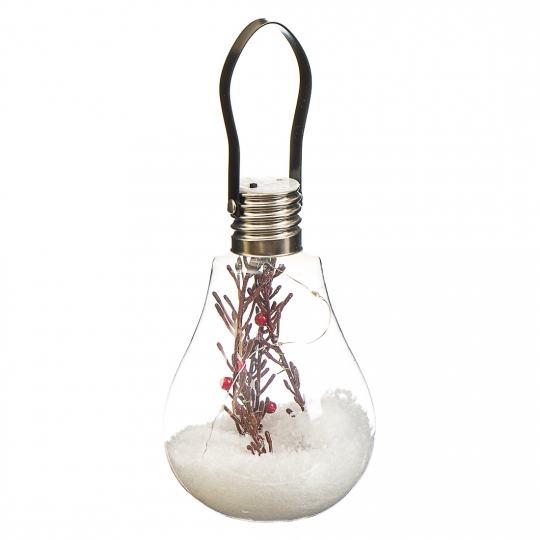 Новорічний декор "Ліхтарик з ялинкою" з підсвіткою 12*21см (скло)