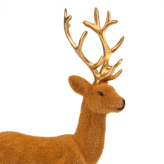 Декоративна фігурка "Оксамитовий олень" 20,5 см коричнева