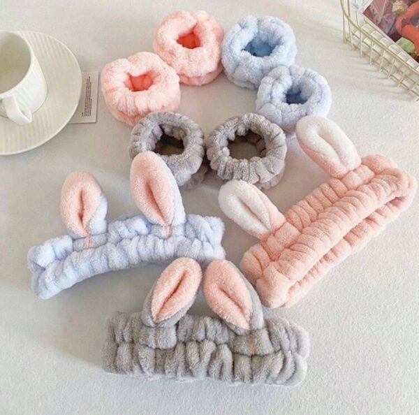 Набір для вмивання "Зайчик" пов'язка косметична з манжетами