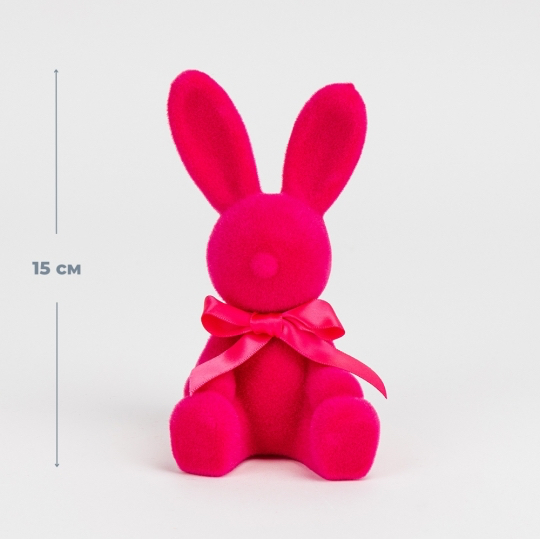 Фігурка "Зайчик" 15 см з флоковим напиленням рожевий