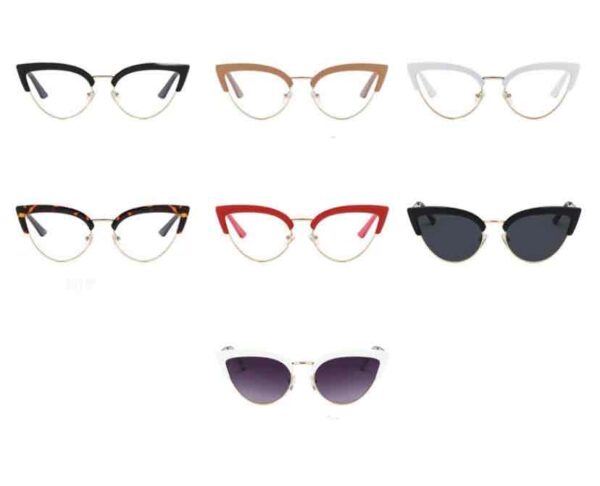 Окуляри антиблікові жіночі прозорі кошачі оправа зверху (6351)