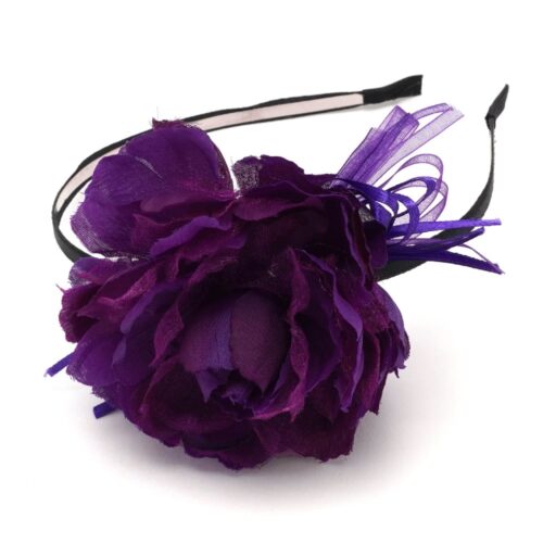 Обруч для волосся металевий з квіткою мікс кольорів