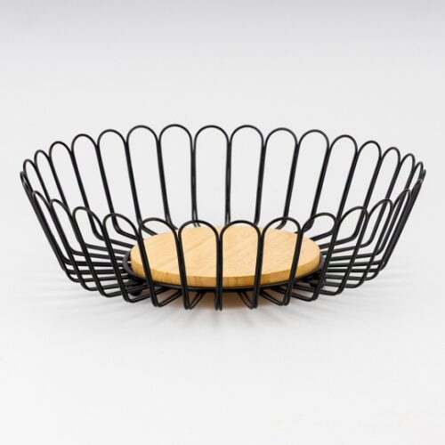 Фруктівниця "Дари Сонця" 28*9 см метал/ бамбук чорна