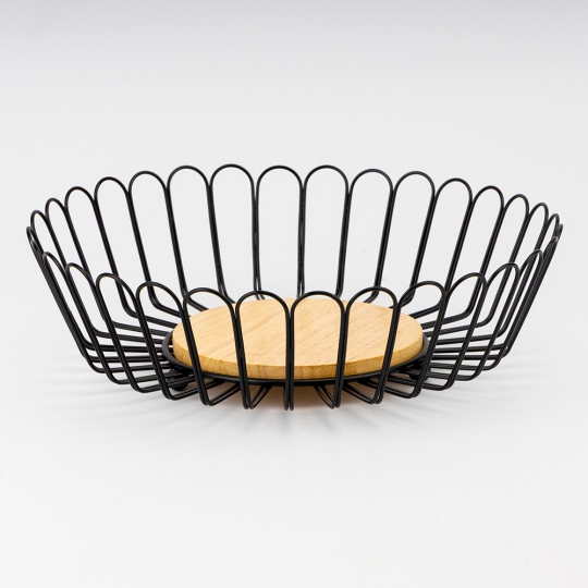 Фруктівниця "Дари Сонця" 28*9 см метал/ бамбук чорна