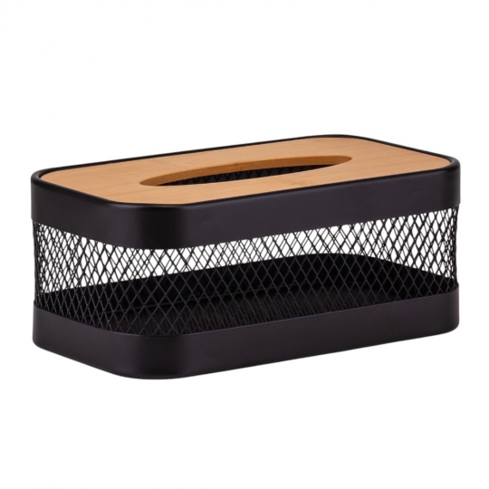 Серветниця "Модерн" 13,5*24,5*10,5 см прямокутна матал/бамбук чорна