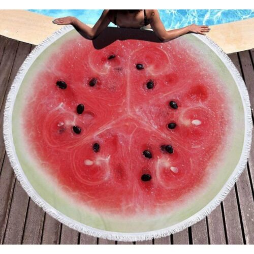 Рушник пляжний круглий "Кавун" (D 150 см) з бахромою