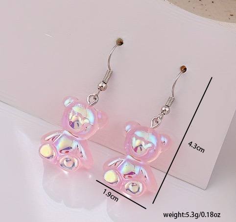 Сережки в стилі DIY "Желейний ведмедик" мікс кольорів