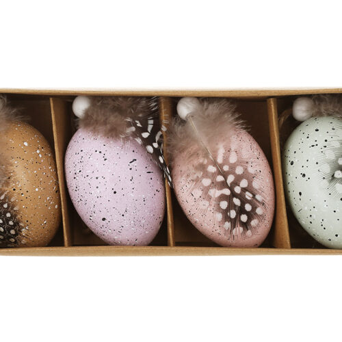 Набір великодніх підвісок "Яйце Пастель" (4 шт) 4*6 см у коричневій упаковці