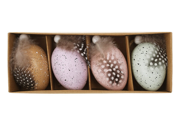 Набір великодніх підвісок "Яйце Пастель" (4 шт) 4*6 см у коричневій упаковці