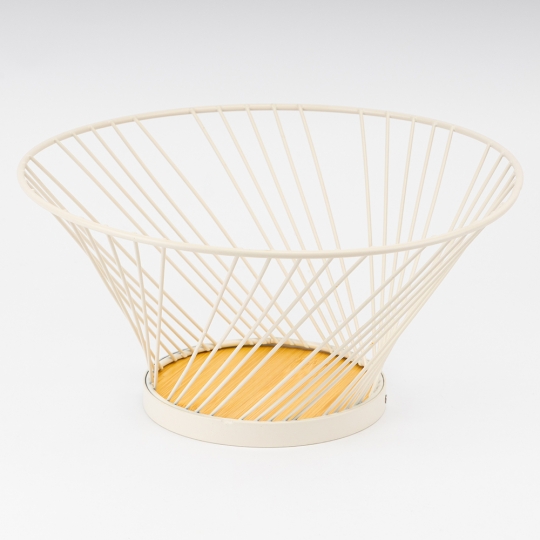 Фруктівниця "Біла гармонія" 29*14 см метал/бамбук біла