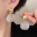 Сережки золоті з блискучим білим (8195)
