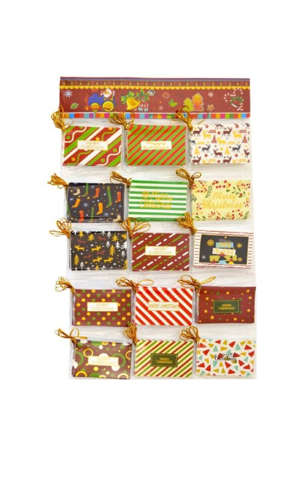 Міні-листівка/бірка для подарунку Новорічна кольорова (9*6 см)