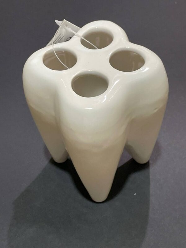 Органайзер для зубних щіток "Зуб" Tiger порцеляновий (4 отвори)