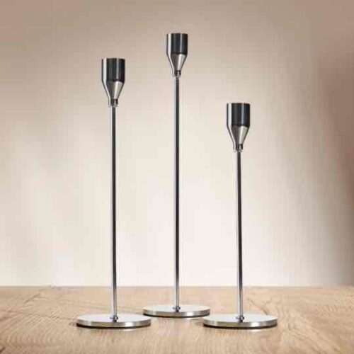 Підсвічник металевий “L” 32 см на ніжці срібний