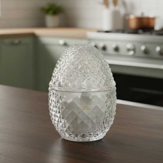 Шкатулка скляна "Фаберже" прозора 12 см